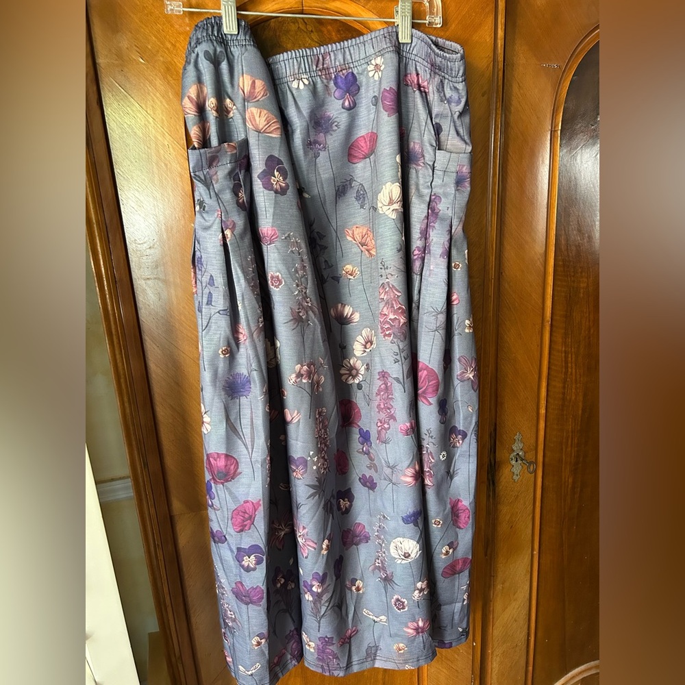Rowe & Sage Floral Print Gray Skirt 3xL Thanksgiving skirt